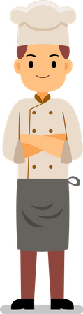 Professional Chef standing with folded hands  Illustration