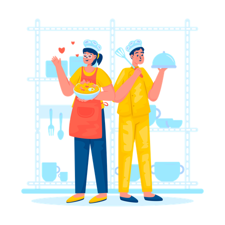 Professional chef with dish  Illustration