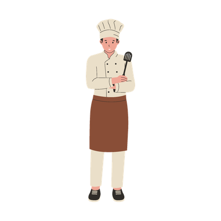 Professional chef with spatula  Illustration