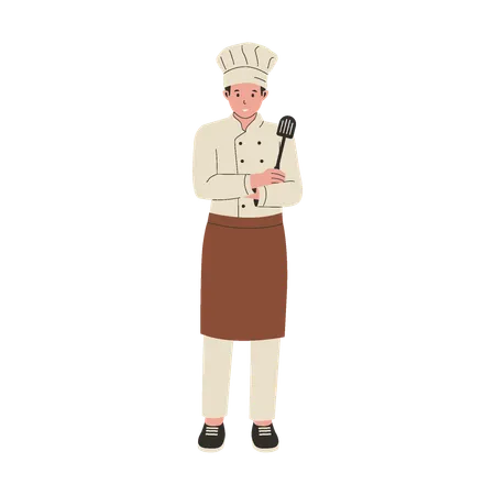 Professional chef with spatula  Illustration