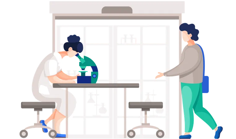 Professional chemists in their laboratory doing experiment  Illustration