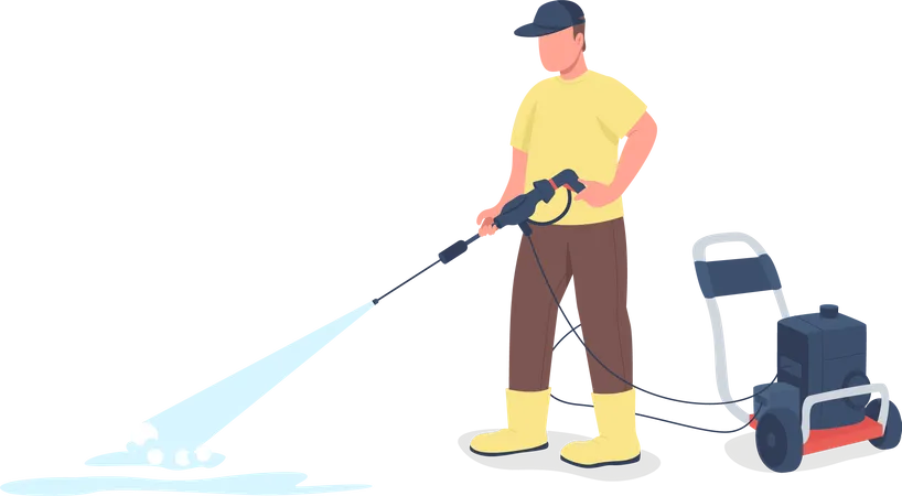Professional cleaner with equipment Illustration