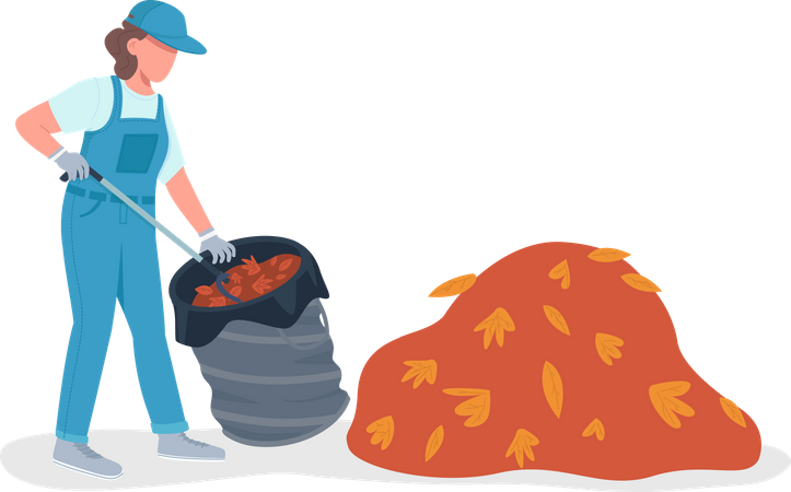 Professional cleaner with leaves  Illustration