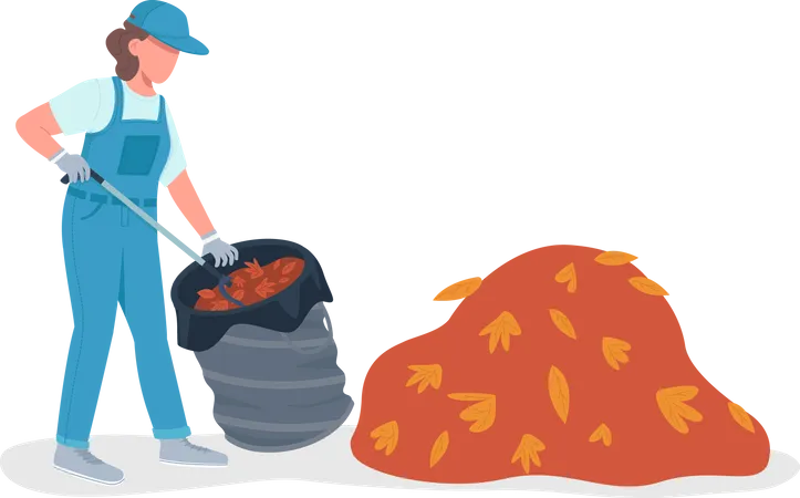 Professional cleaner with leaves Illustration