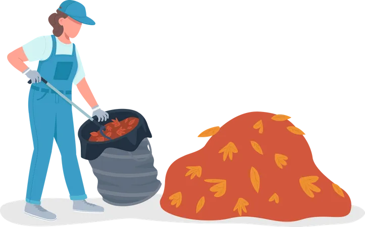 Professional cleaner with leaves  Illustration