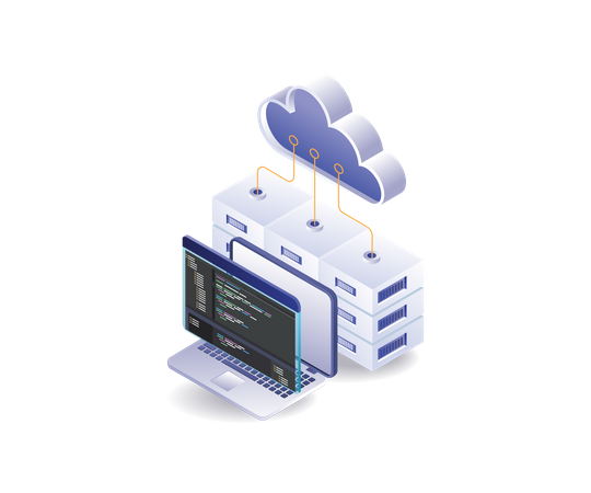 Professional cloud server security programming language  Illustration