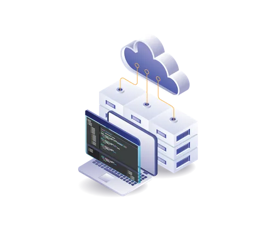 Professional cloud server security programming language  Illustration