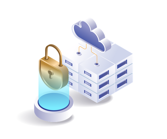 Professional cloud server technology security management  일러스트레이션