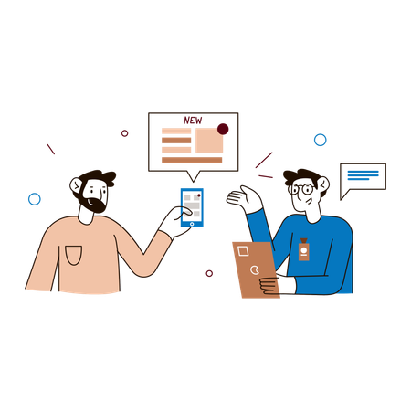 Professional Collaboration on Digital Devices Illustration