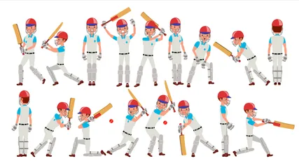 Cricket Player Male Illustration Pack