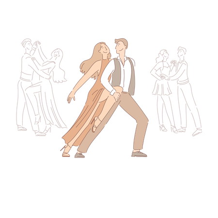 Professional dancers performing tango  Illustration