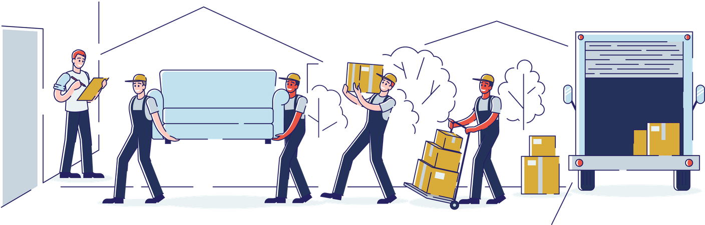 Professional Delivery Company Loader Service and Moving to New House  Illustration