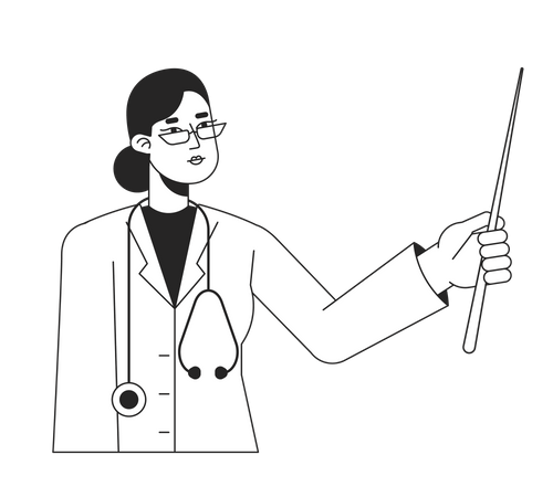 Professional doctor holding pointer stick Illustration