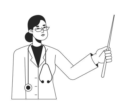 Professional doctor holding pointer stick  Illustration