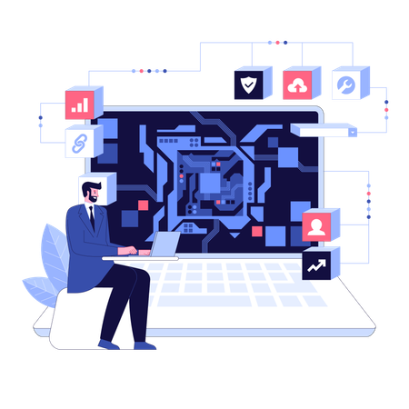 Professional engineer work on microchip Hardware engineering AI  Illustration