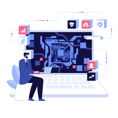 Professional engineer work on microchip Hardware engineering AI  Illustration