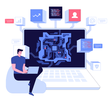 Professional engineer work on microchip Hardware engineering AI  Illustration