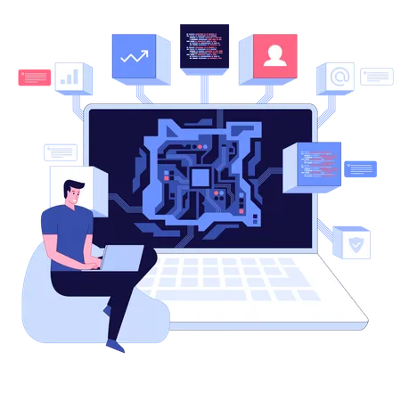 Professional engineer work on microchip Hardware engineering AI  Illustration