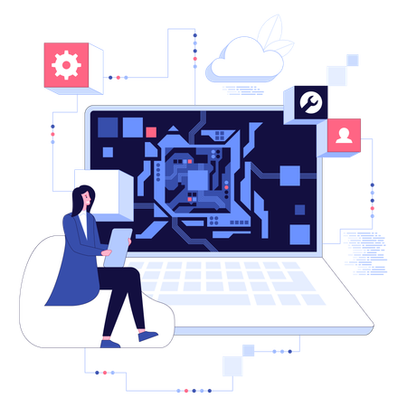 Professional engineer work on microchip Hardware engineering AI  Illustration