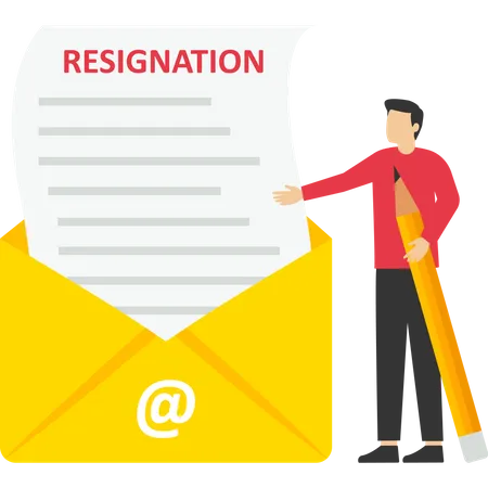 Professional entrepreneur writing resignation email  Illustration