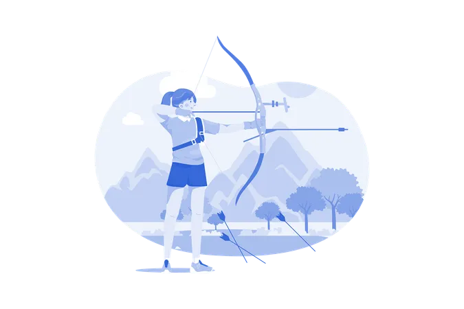 Female Archer Character Illustration Concept A Flat Illustration Isolated On White Background Illustration