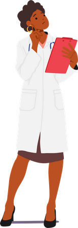 Professional Female Doctor Holding Clipboard  Illustration