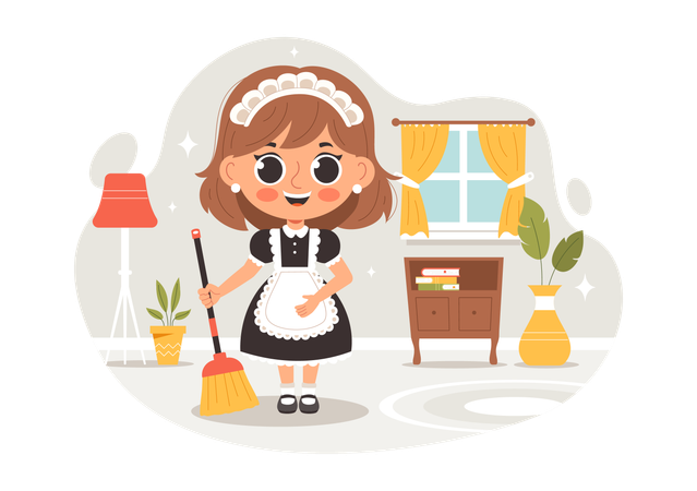 Professional Female Maid  Illustration