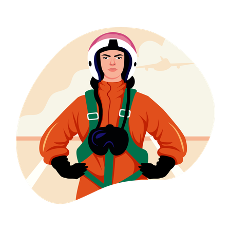 Professional female pilot in suit  Illustration