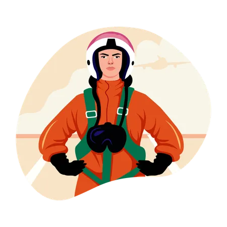 Professional female pilot in suit  Illustration