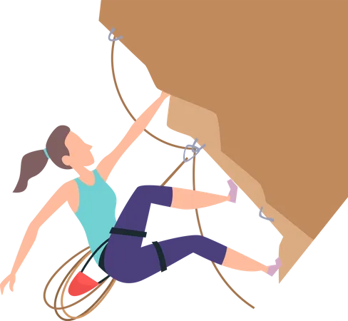 Climbing Characters Sport Rocking People Walking Mountain Illustration