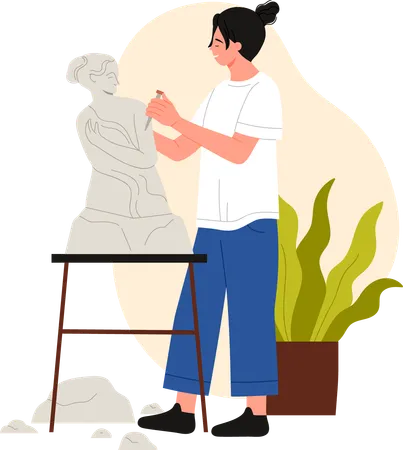 Professional female Sculptor  Illustration