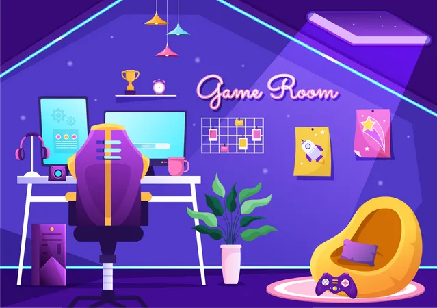 Professional gaming room Illustration