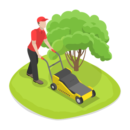 Professional Gardener Cutting Tree  Illustration