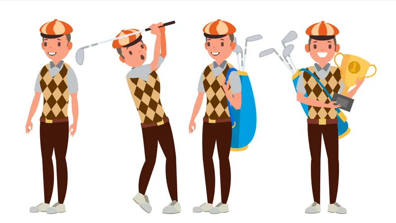 Professional Golf Player Vector Illustration