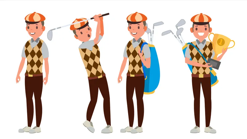 Professional Golf Player Vector  Illustration