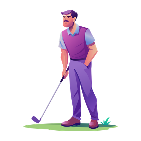 Professional Golfing with golf stick  Illustration