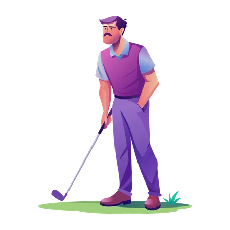 Professional Golfing with golf stick  Illustration