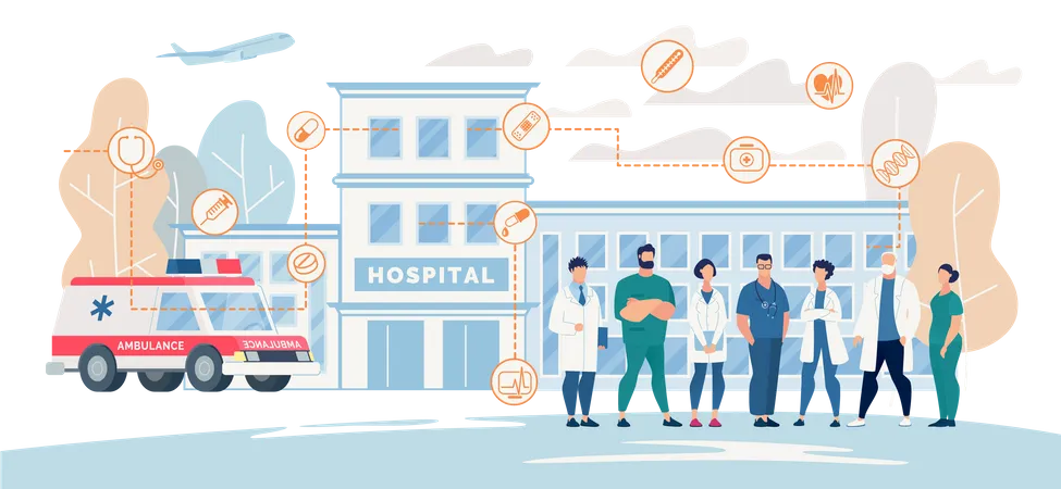 Professional Hospital Medical Staff Presentation Landing Page  Illustration