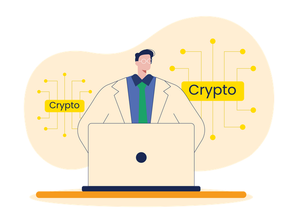 Professional investor doing crypto analysis  Illustration