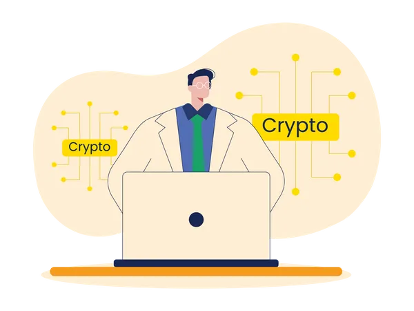 Professional investor doing crypto analysis  Illustration