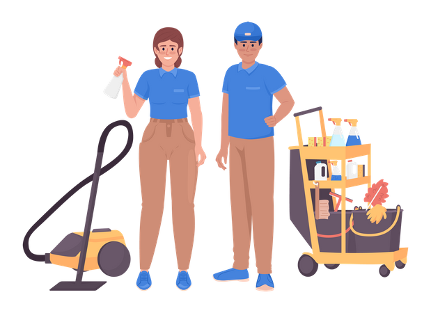 Professional janitorial services workers Illustration
