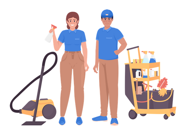 Professional janitorial services workers  Illustration