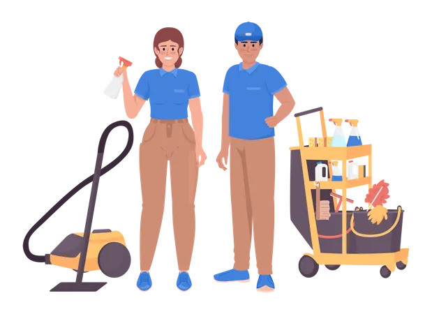 Professional janitorial services workers  Illustration