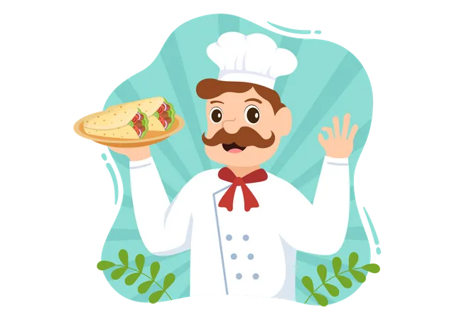 Professional Kebab Chef  Illustration