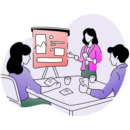 Professional lady leading team meeting  Illustration