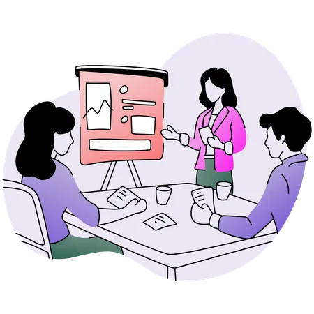 Professional lady leading team meeting  Illustration