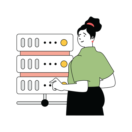 Professional lady working on server system  Illustration