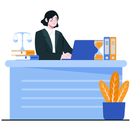 Professional Lawyer Working at Desk  Illustration