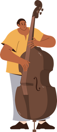 Professional male double bass player performing  Illustration