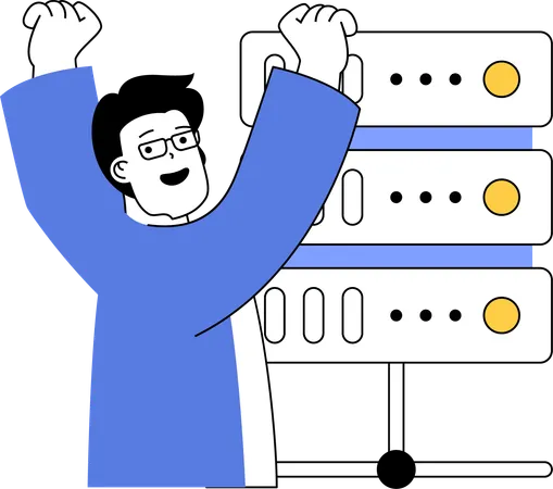 Professional Man working on server system  Illustration